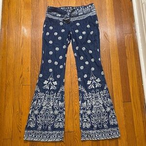 Boho Floral Print Flare Pants